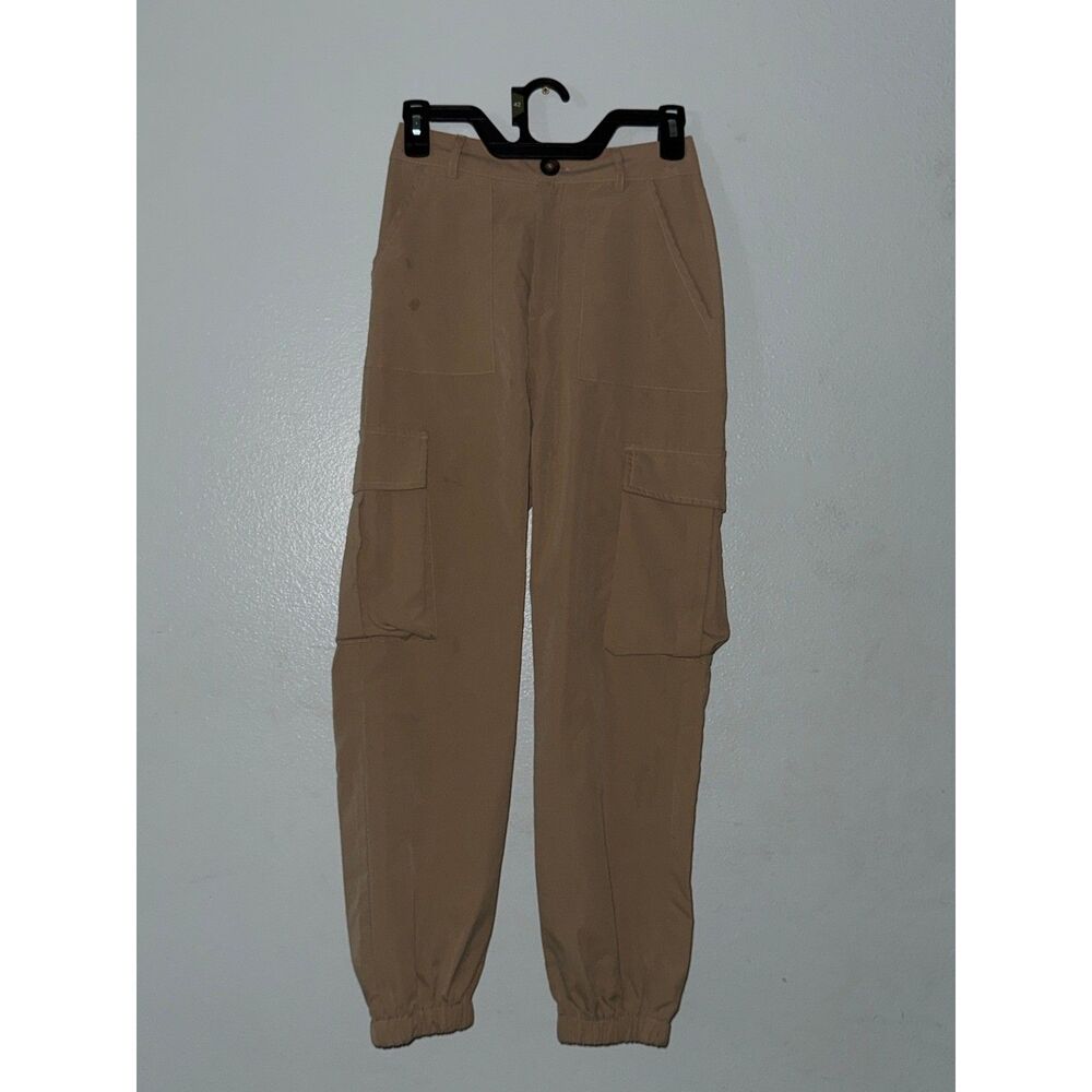 Shein XL Mens Tan Beige Cargo Pants High Waist Drawstring Joggers Size MINT